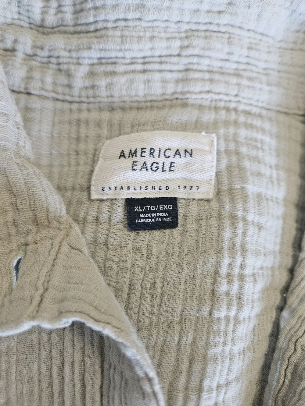 American Eagle Outfitters Light Green Gauze Button-Up - Picture 2 of 3